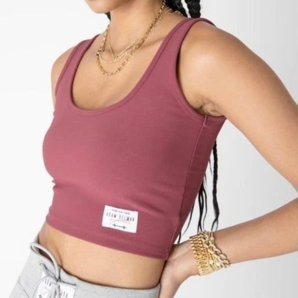 Adam Selman Sport Crop Tank Top in Mauve Women XS